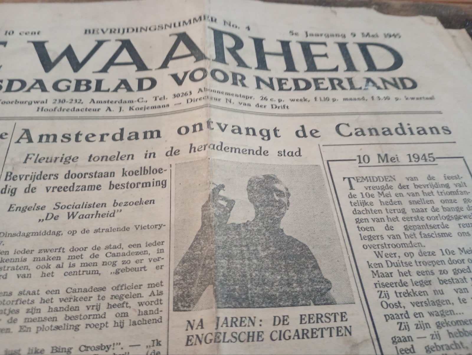 De waarheid 9 mei 1945 bevrijding Amsterdam, Verzamelen, ., Overige soorten, Ophalen of Verzenden, .