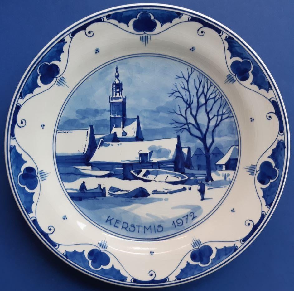 Kerstmis 1972 Porceleyne Fles 25cm Grote Kerk Edam (4), Ophalen of Verzenden