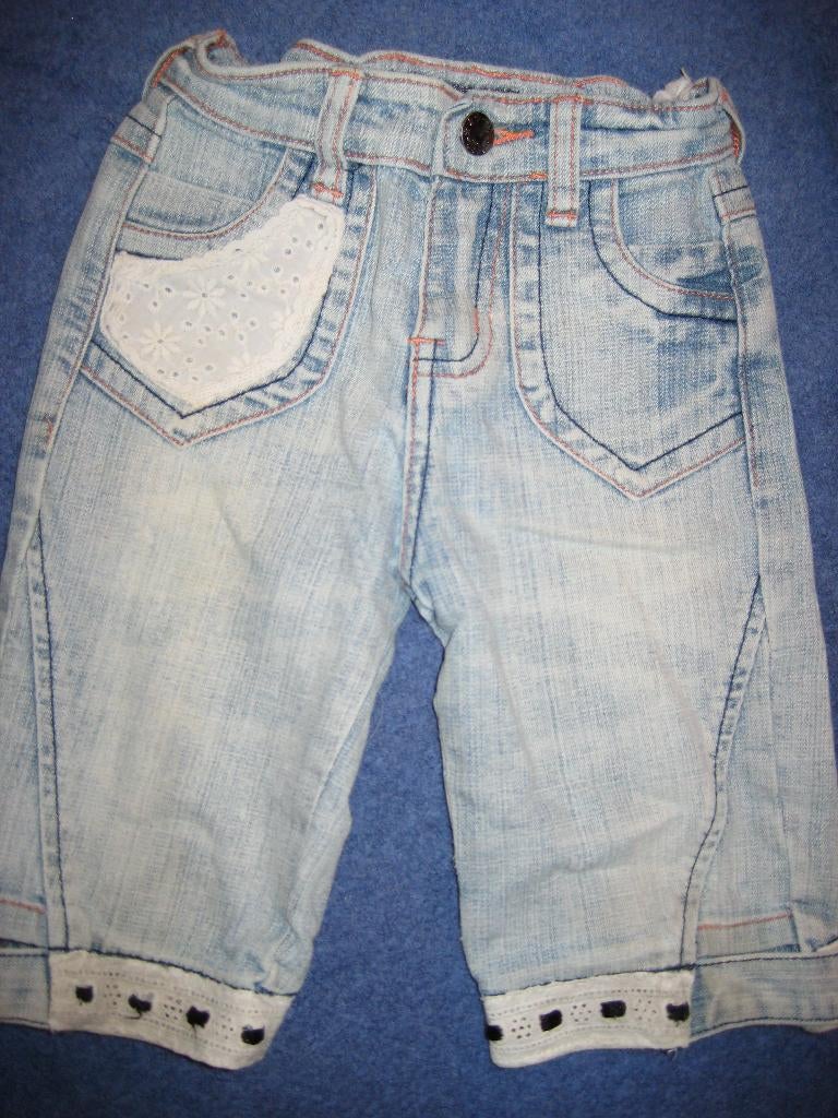 Jeans-broekje, 98, kort, Ophalen of Verzenden, Zo goed als nieuw, Meisje, Broek