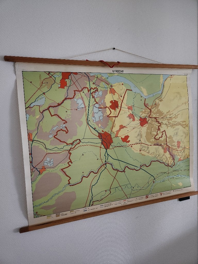 Vintage landkaart/schoolplaat Utrecht - 4e, Antiek en Kunst, Antiek | Schoolplaten, Ophalen, Aardrijkskunde