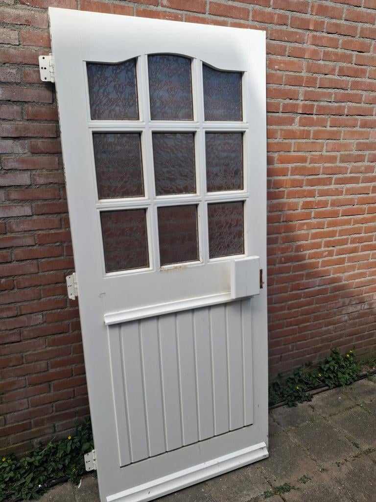 Hardhouten voordeur92.7x211.5 9ruitjes enkel glas, Doe-het-zelf en Verbouw, Ophalen, 80 tot 100 cm, Buitendeur, 200 tot 215 cm