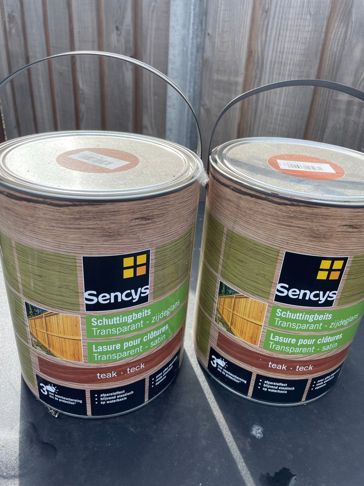 Sencys Schuttingbeits Transparant Teak - 1x nieuw, 1x gebrui, Ophalen, Bruin, Beits, Zo goed als nieuw