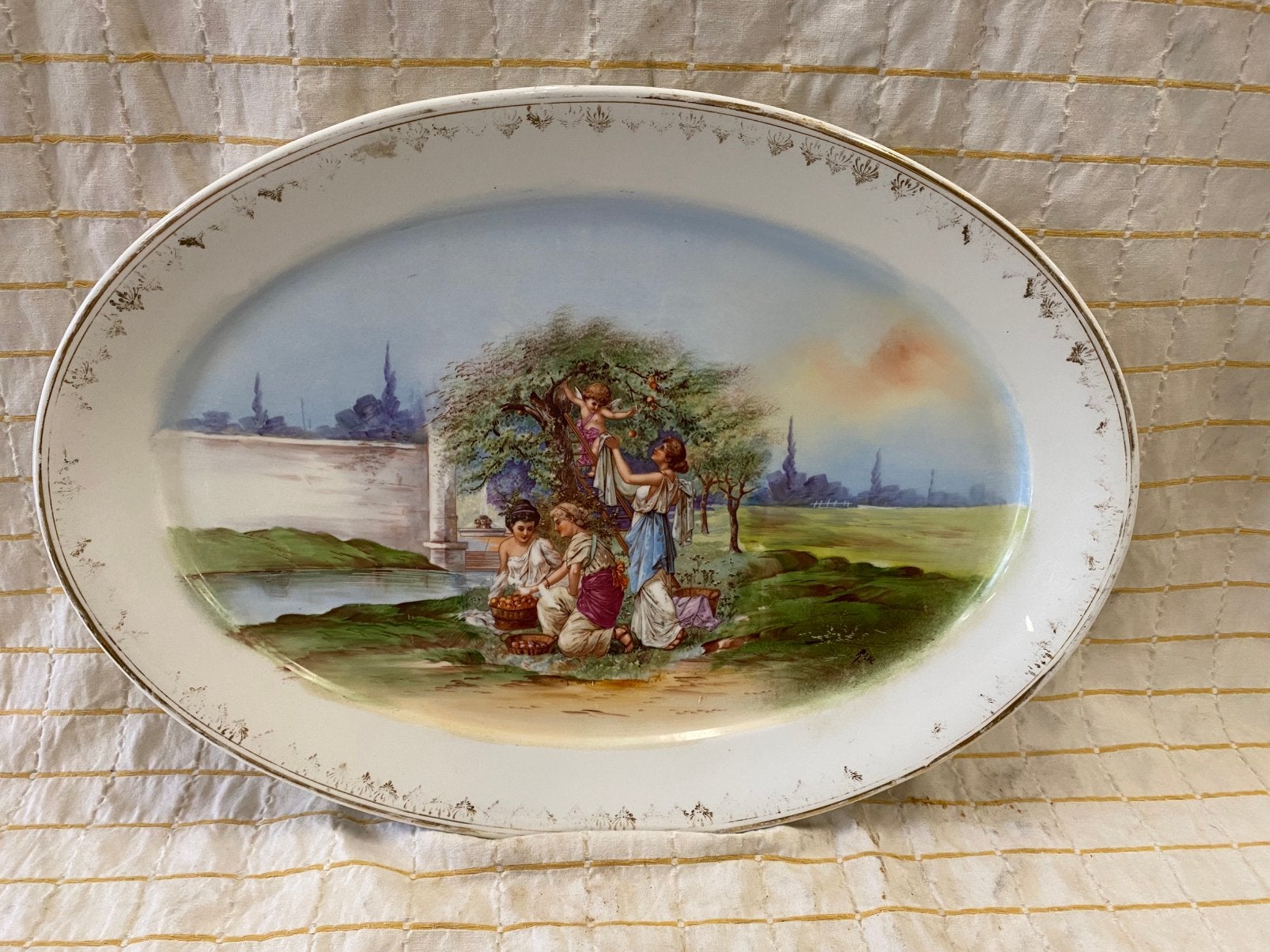 Franse serveerschaal, Meerkleurig, Ophalen of Verzenden, Steen/keramiek, Landelijk