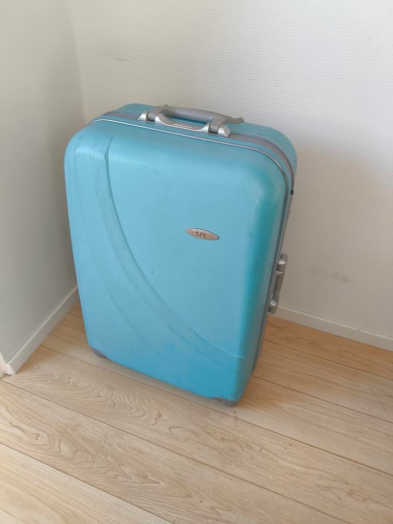 Reis koffer op wieltjes blauw van LIV met codeslot, Ophalen of Verzenden, Hard kunststof, Wieltjes