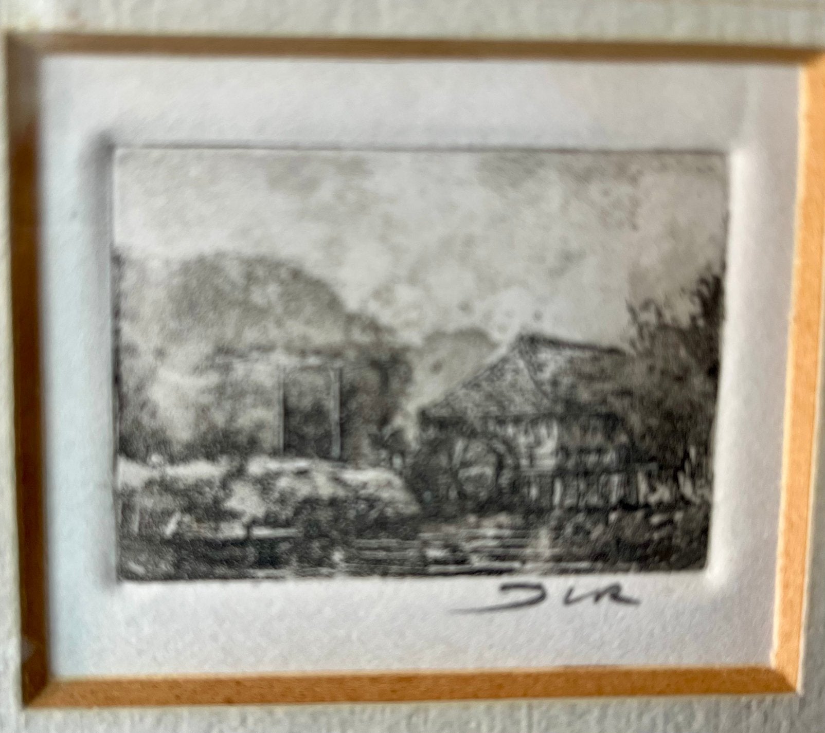 Originele kleine ets Jan van Rijswijk – watermolen, Ophalen of Verzenden, 4 cm, 6 cm