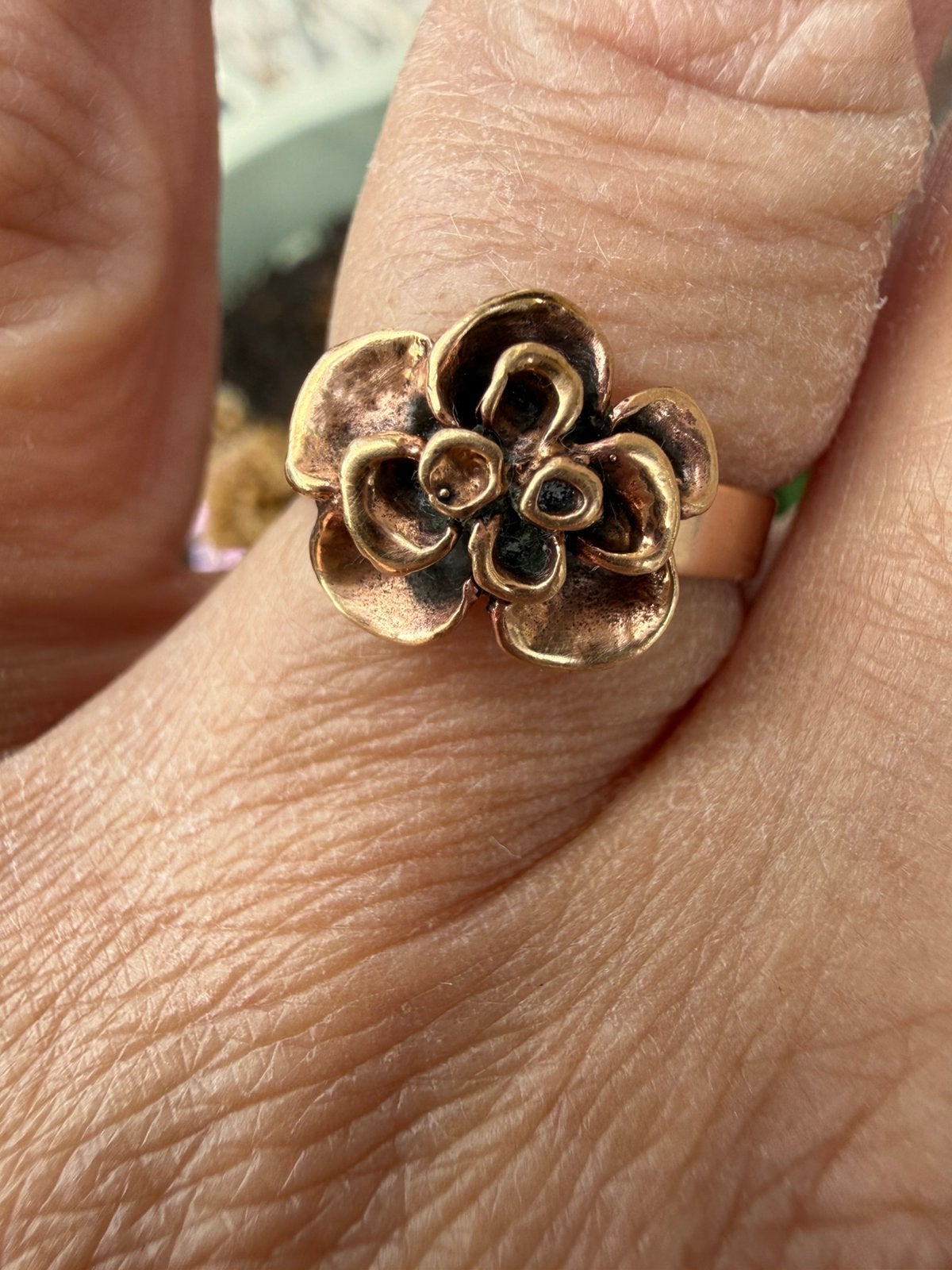 H301/Vintage Bronzen HANNU IKONEN ring FINLAND verstelbaar, Overige materialen, Gebruikt, Overige kleuren, Verzenden
