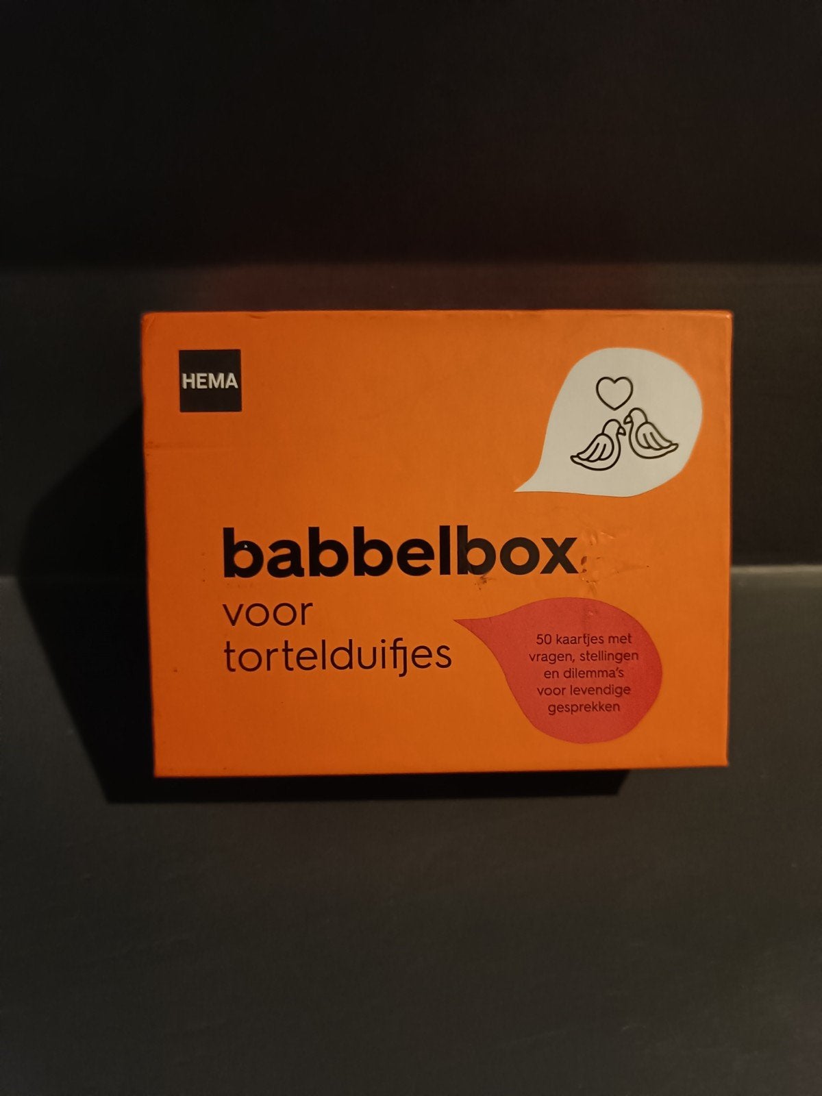 Hema Babbelbox voor tortelduifjes - Relatie kaartspel, Een of twee spelers, Ophalen of Verzenden, Zo goed als nieuw, Hema