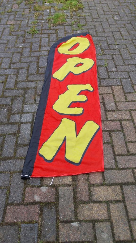 beachvlag OPEN met stok!, Ophalen of Verzenden, Nieuw