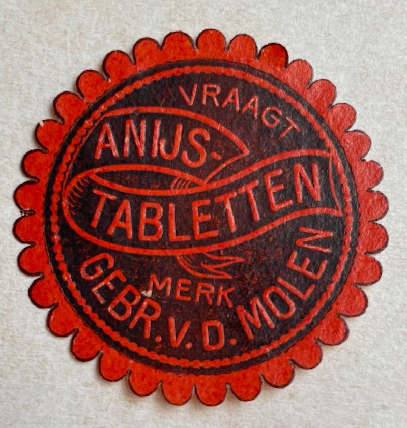 sluitzegel Gebr. v.d.Molen ANIJS TABLETTEN, Verzenden, Gebruikt, Overige typen