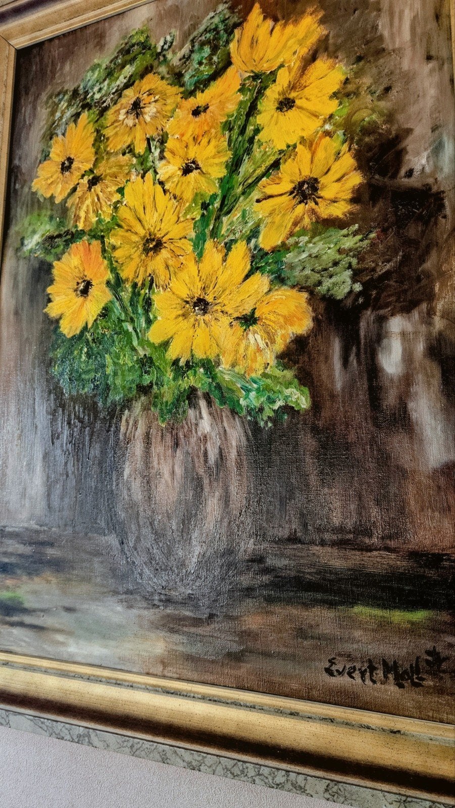 (Evert Moll)-UIT ERFENIS Bloemen 80X70met Luxe Lijs OLIEVERF, Antiek en Kunst, Kunst | Schilderijen | Klassiek, Acrylverf, Klassiek