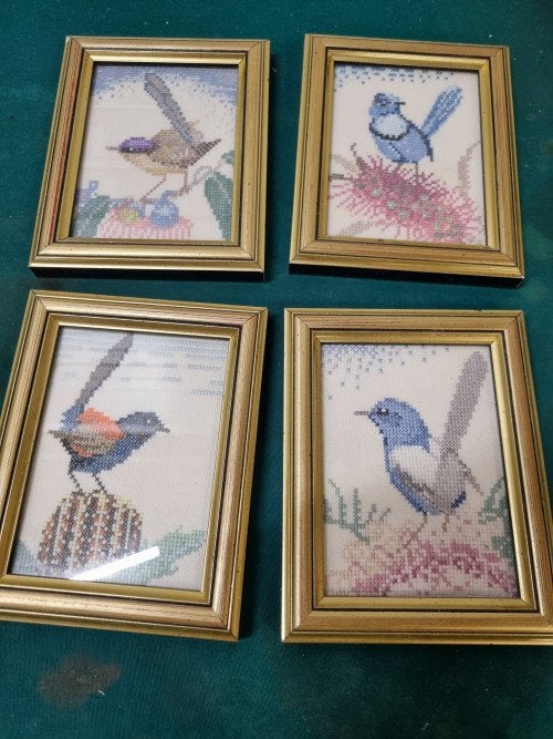 schilderijtjes geborduurd met vogels, Ophalen of Verzenden, 'T Olde Gre-j, Info@toldegrej.nl, Endepoelstraat 20f Didam