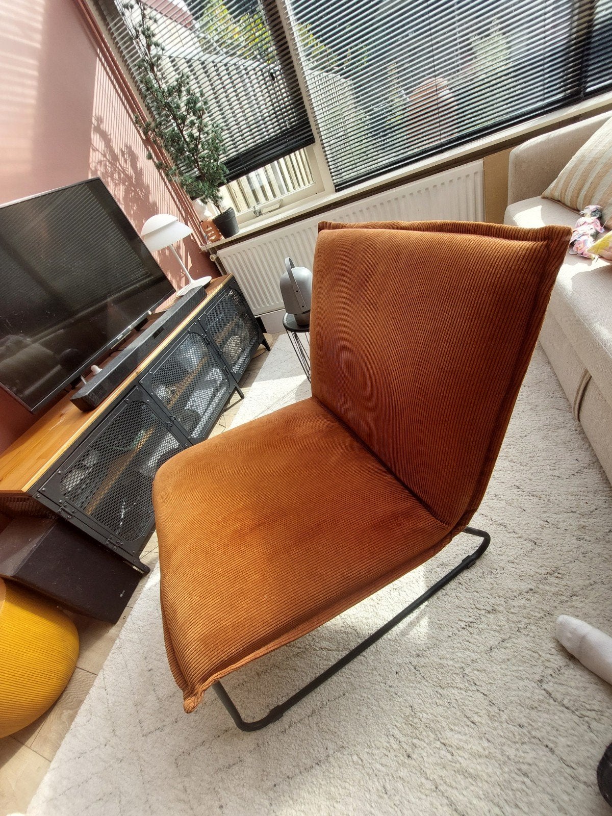 fautuil terracotta kleur, Ophalen, Zo goed als nieuw, Minder dan 75 cm, 50 tot 75 cm