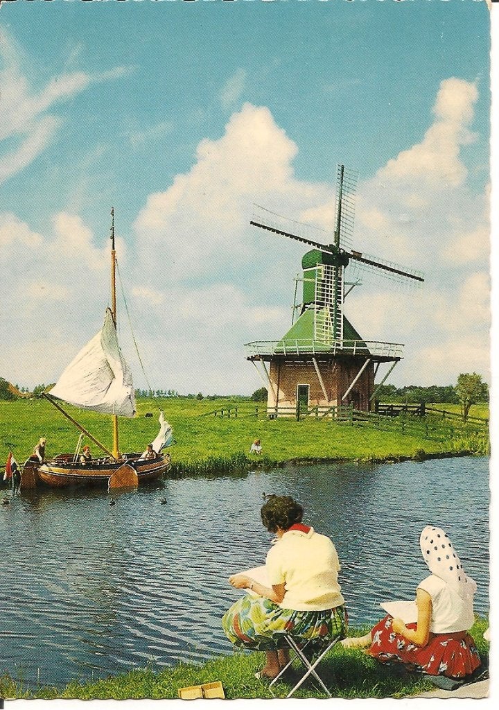 Watermolen te Joure (Fr.) - Vintage Ansichtkaart, Verzamelen, Ansichtkaarten | Nederland, Ophalen of Verzenden, 1960 tot 1980