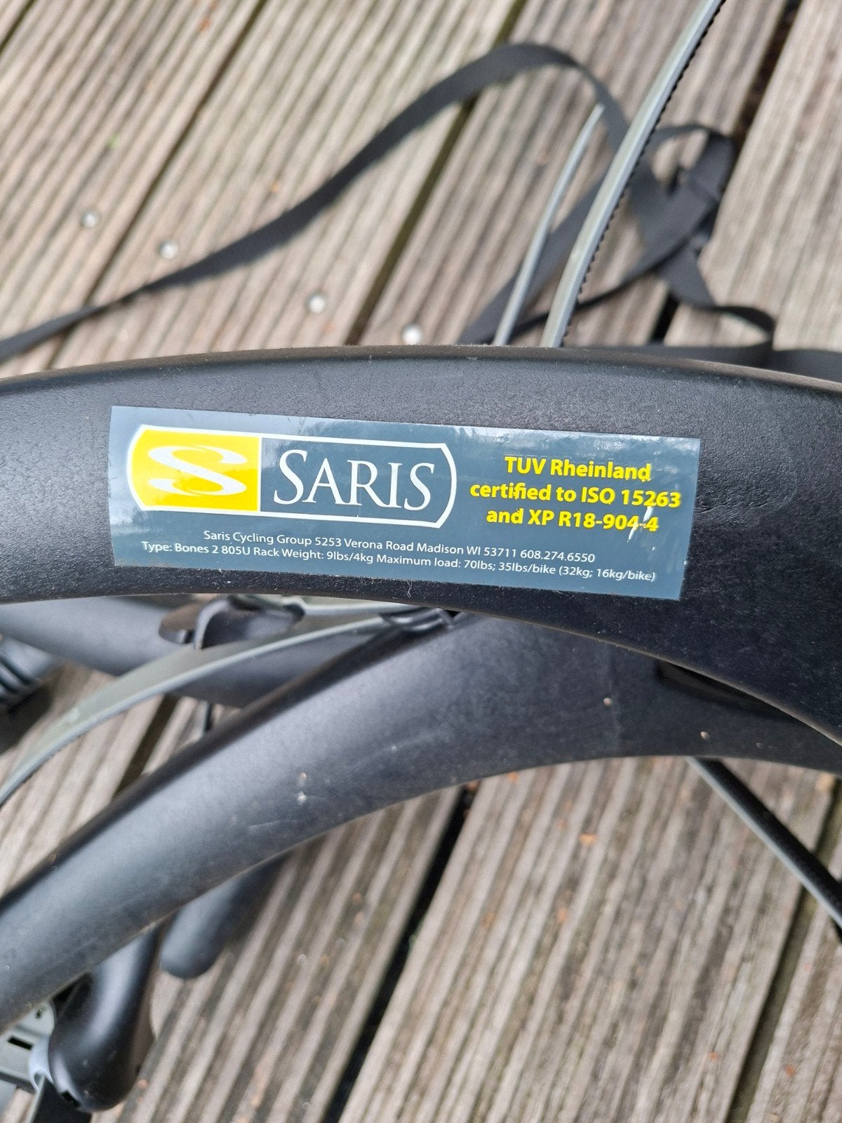 Saris Bones 2 805U Fietsendrager - Achterklepdrager, Ophalen, 2 fietsen, Gebruikt, Achterklepdrager