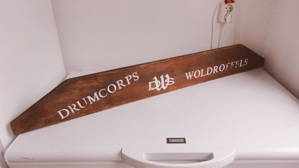 Woldroffels, drumcorps mooi naambord, naamplaat, Ophalen of Verzenden