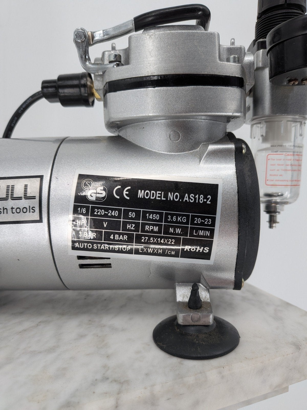 Black Bull AS18-2 Airbrush Compressor | Auto Start/Stop, Black Bull, Onbekend, Ophalen of Verzenden, Zo goed als nieuw