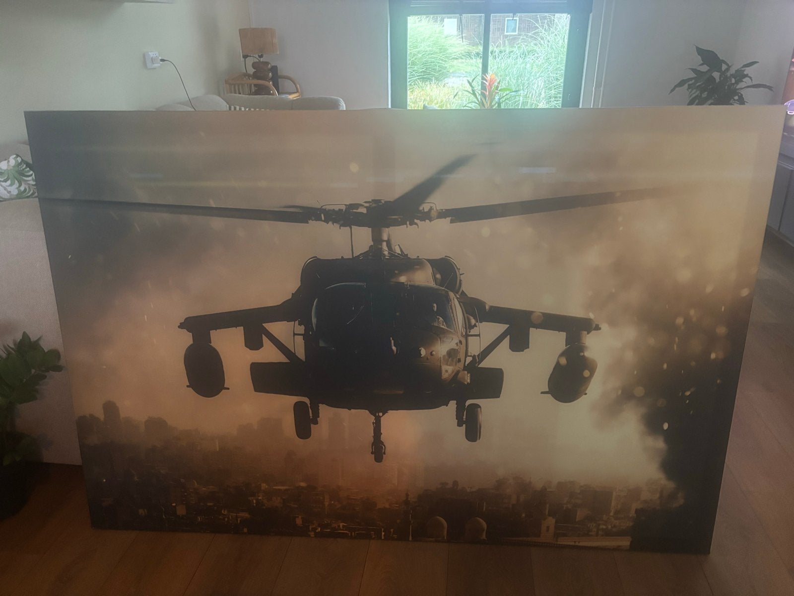 Groot Canvas Schilderij Helikopter 100x150 cm, Gebruikt, 125 cm of meer, Ophalen of Verzenden, Print