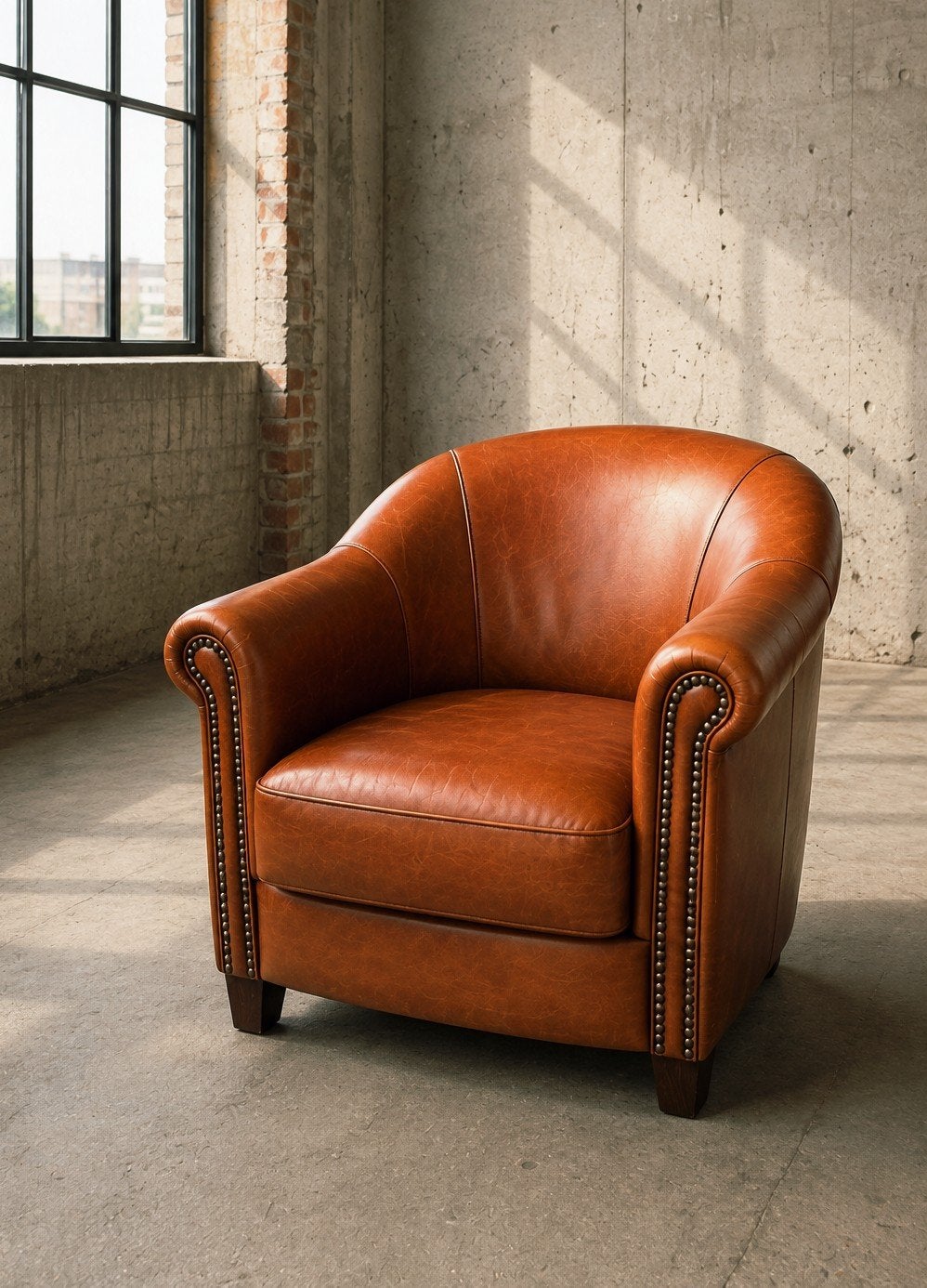 Schapenleer club fauteuil Joris design, Ophalen, Klassiek,industrieel, 50 tot 75 cm, Leer