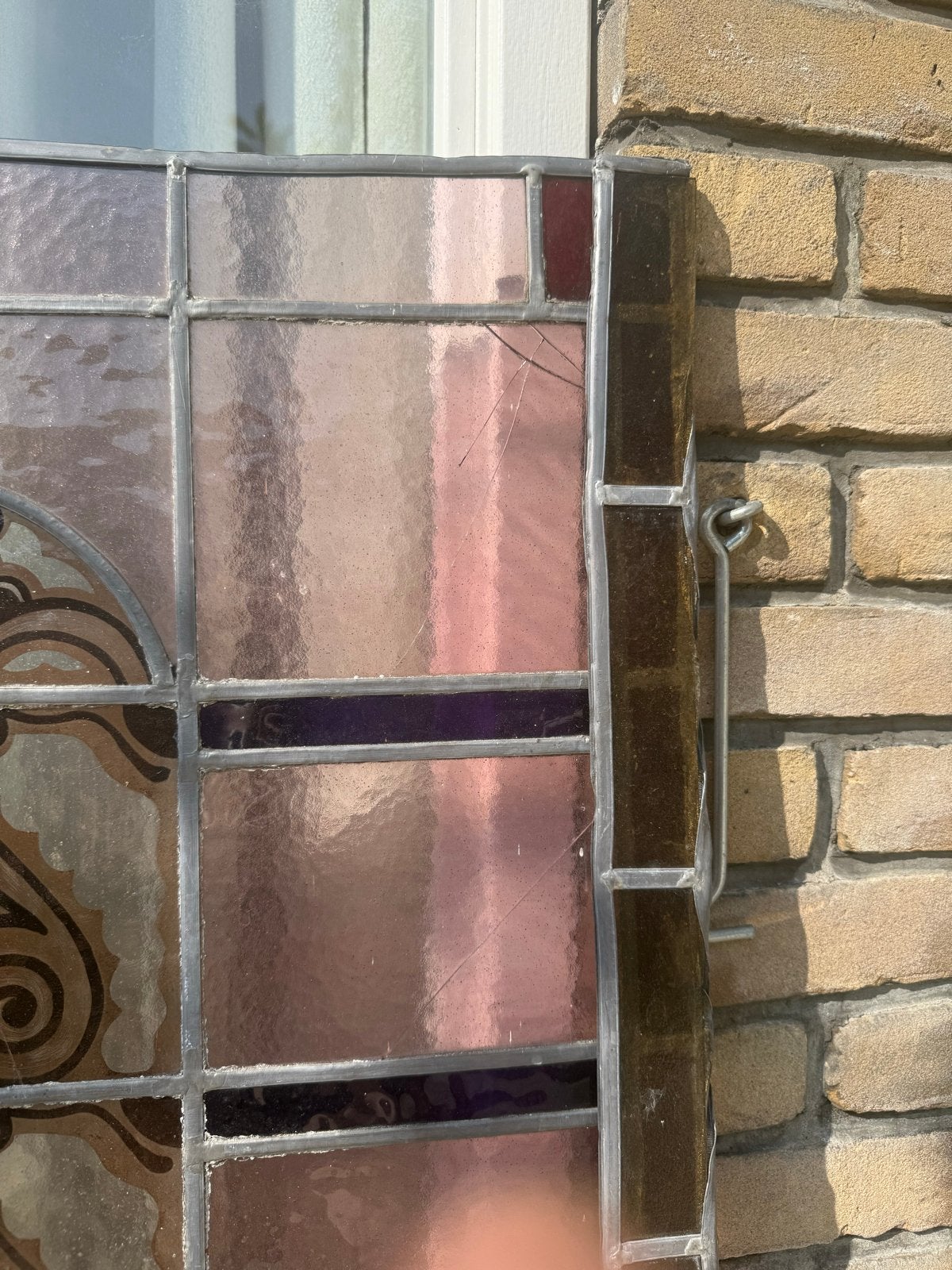 Antiek Glas in Lood Raam - Decoratief Paneel, Ophalen, Gevelraam of Ruit, Gebruikt, Minder dan 80 cm