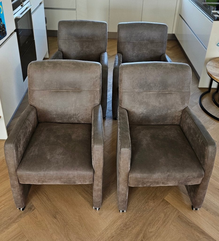 4 Luxe Zitmaxx eetkamerstoelen op wieltjes – comfortabel!, Ophalen, Vier, Grijs, Comfortabel, Lounge, Fauteuils