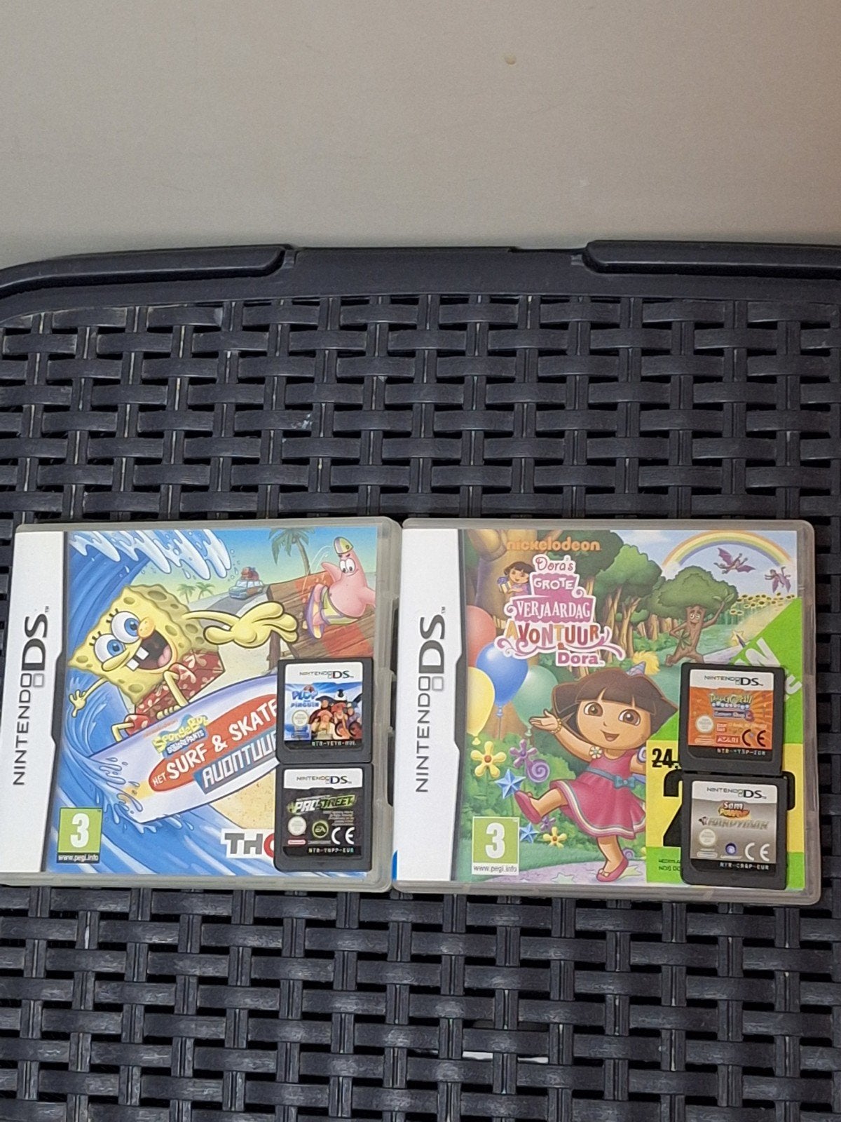 DS Spellen: Dora, Spongebob, Tamagotchi, Sam Power, Plop,NFS, Spelcomputers en Games, Gebruikt, Overige genres, 1 speler, Ophalen of Verzenden