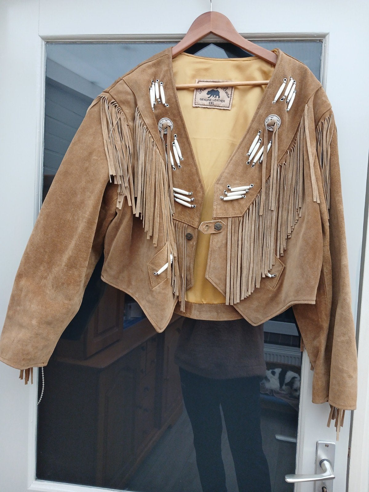 Running Bear Leren Franje Jas - Zo goed als nieuw, Bruin, Maat 46/48 (XL) of groter, Ophalen of Verzenden, Zo goed als nieuw