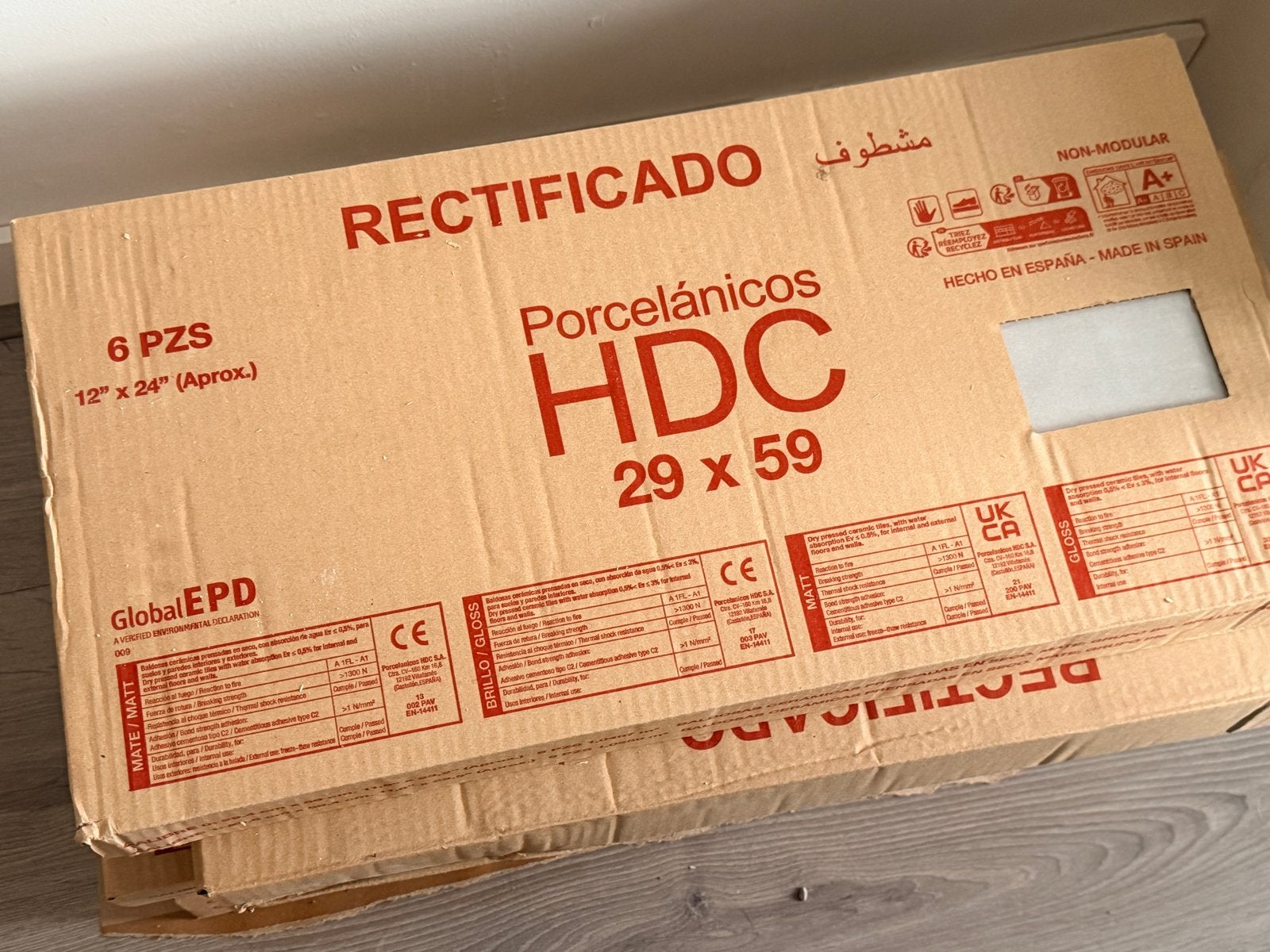 5 pak HDC Porcelanicos Rectificado VloerWandtegels 29x59 cm, Ophalen, 40 tot 60 cm, Keramiek, Nieuw