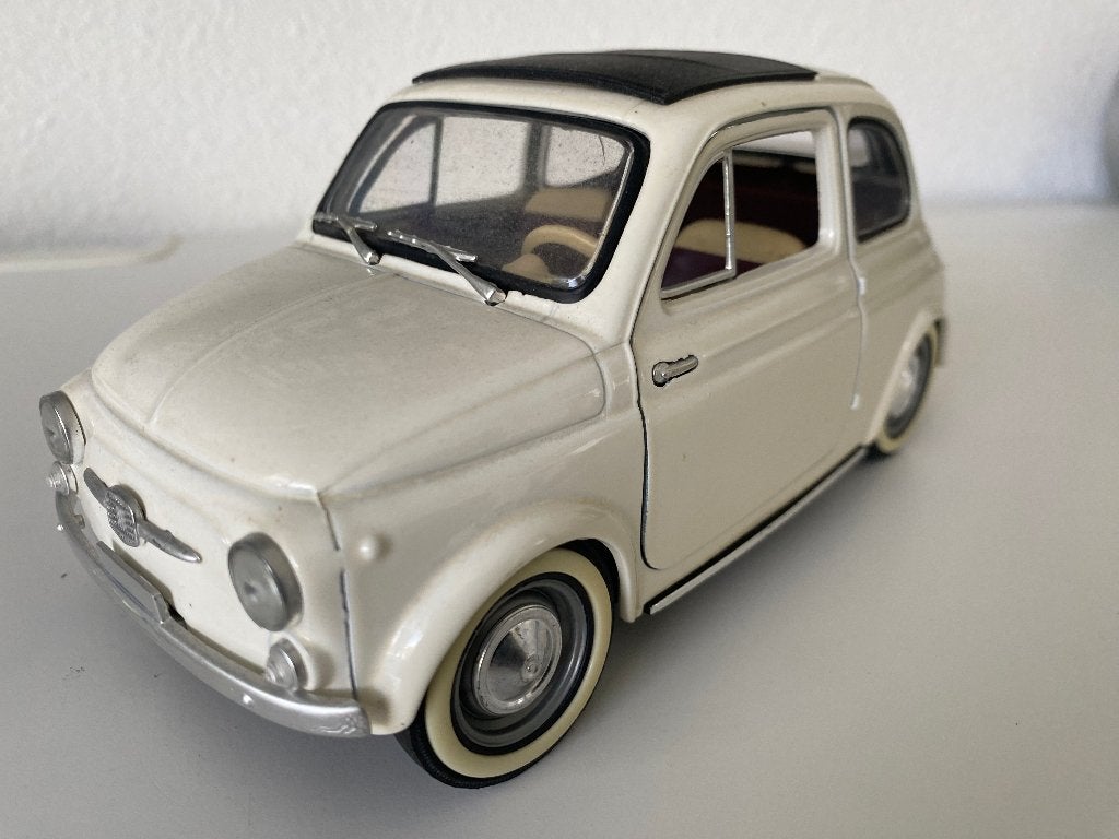 Fiat 500 1:16 wit/creme, Ophalen of Verzenden, Nieuw, Auto