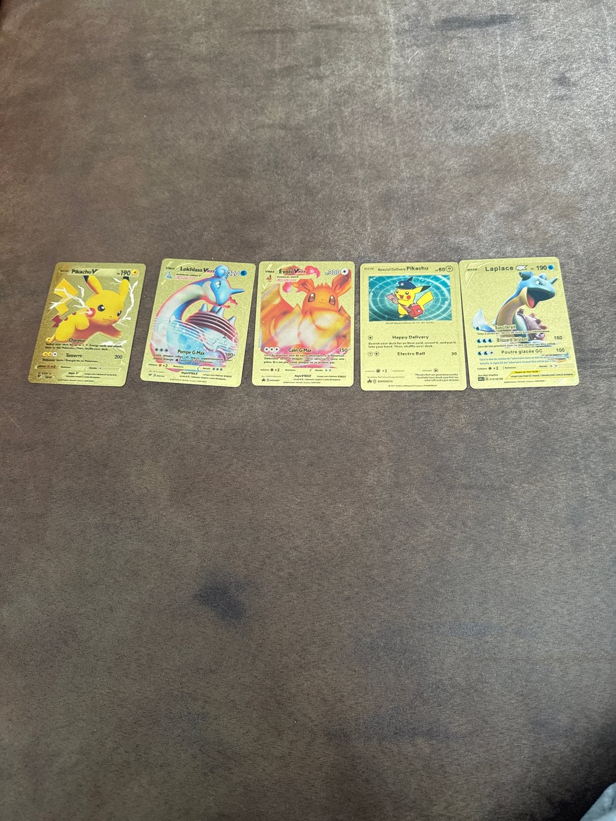 Gouden Pokémon kaarten - Pikachu, Eevee, Lapras, Lokhlass, Ophalen of Verzenden, Zo goed als nieuw, Meerdere kaarten, Foil