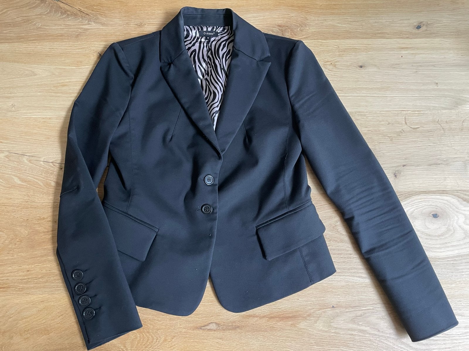 G-MAXX stijlvol zwart gevoerd jasje, mt. M, Maat 38/40 (M), Zwart, Ophalen of Verzenden, Zo goed als nieuw