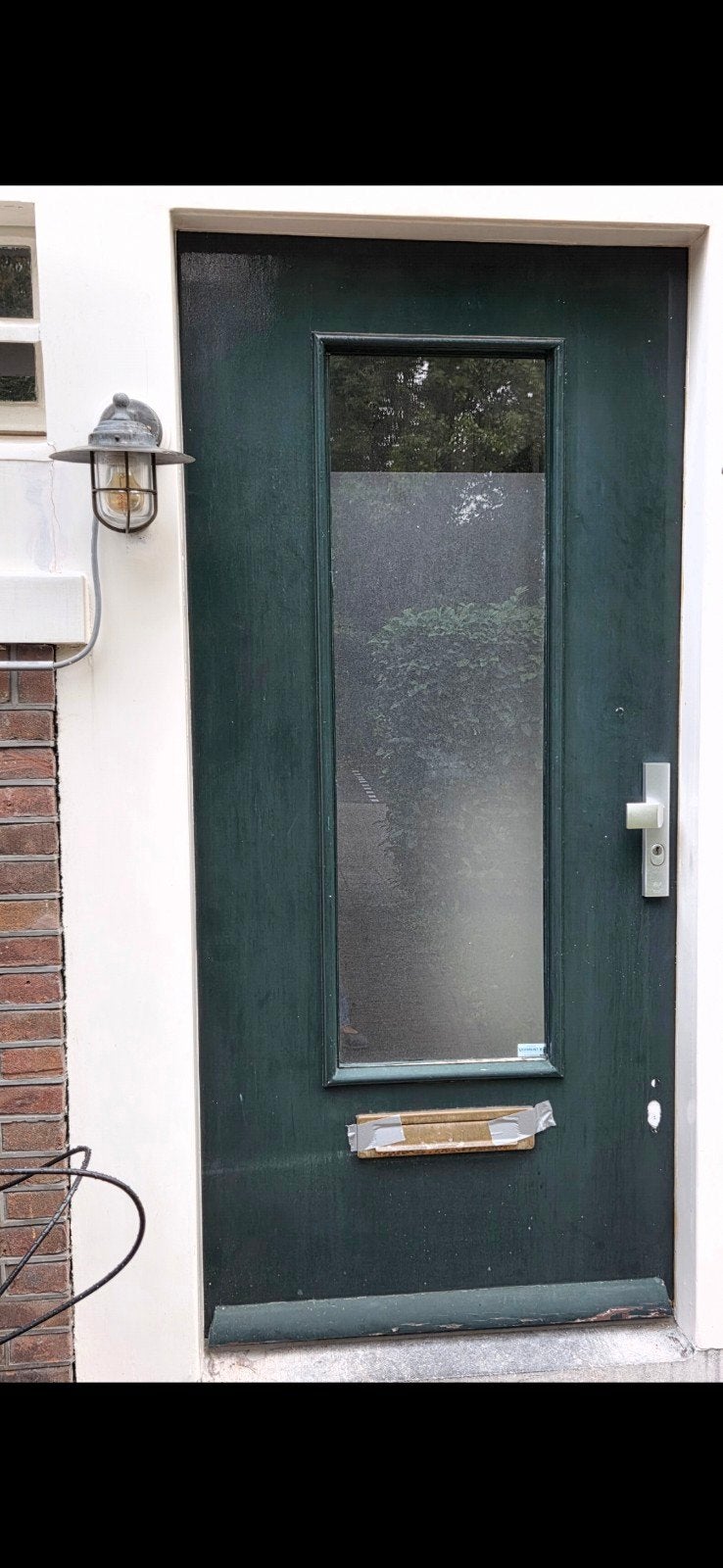 Donkergroene jaren '30 buitendeur/voordeur, Ophalen, Gebruikt, 80 tot 100 cm, Buitendeur