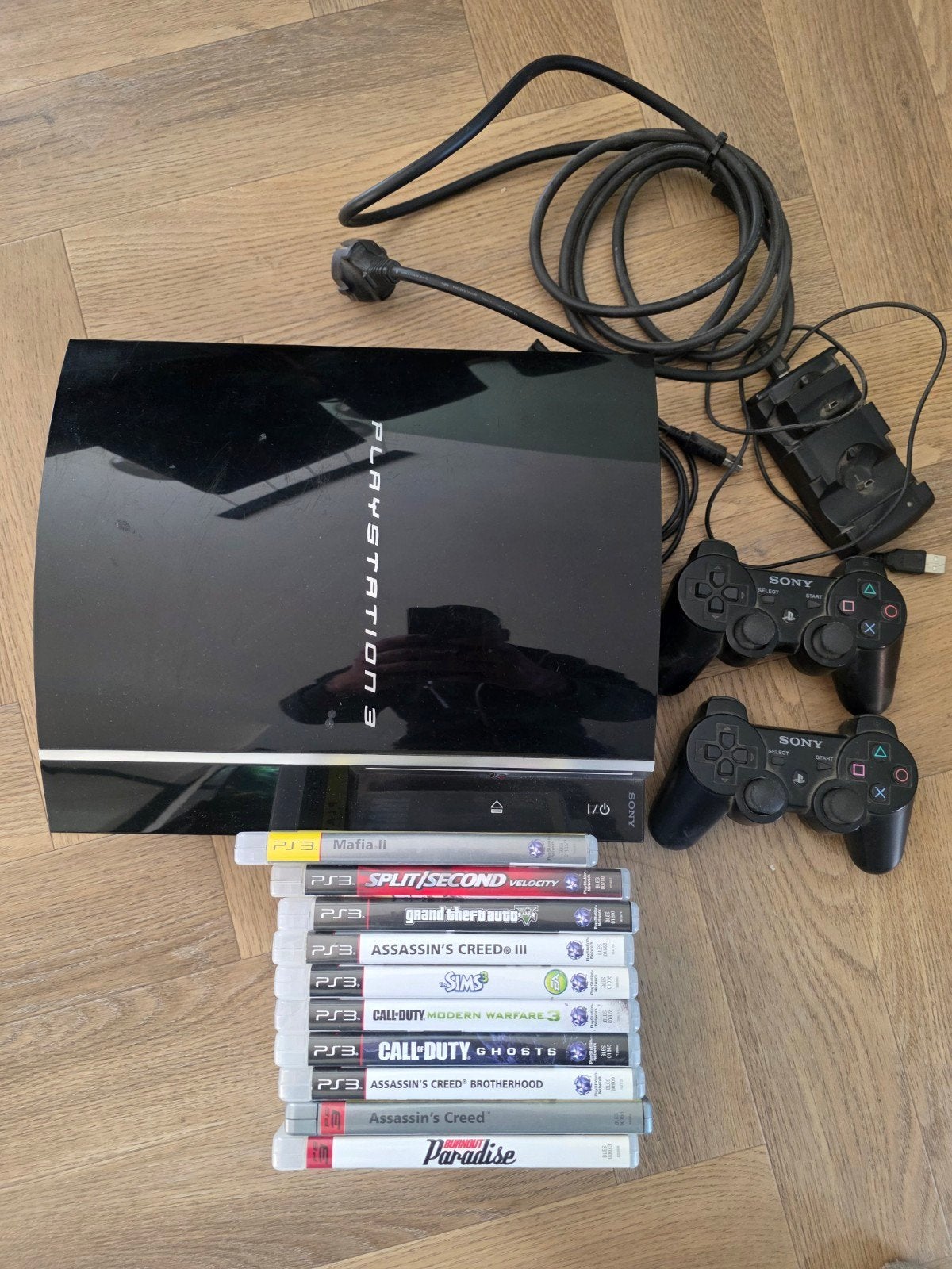PlayStation 3 Slim met 2 controllers en 9 games, Ophalen, Met 2 controllers, 250 GB, Slim