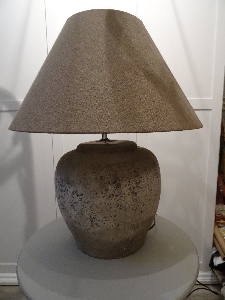 Kruiklamp met taupekleurige lampenkap, Ophalen, Rond
