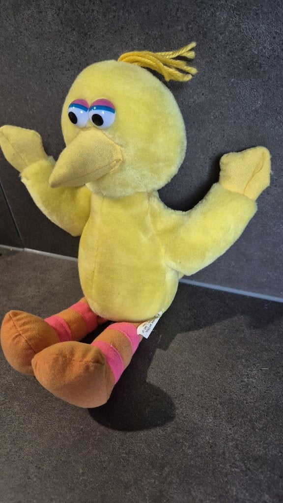Gele Pino, Yellow Bird, Sesamstraat, 36 cm. T10, Kinderen en Baby's, Tweedehands verkoop, Tweedehands verkoop, Gebruikt, Overige typen