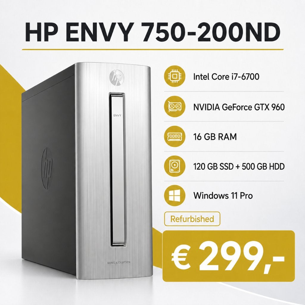 HP Envy 750-200nd  i7-6700 – 16 GB RAM – 120 GB SSD – 500 gb, Computers en Software, Desktop Pc's, Ophalen of Verzenden, Zo goed als nieuw