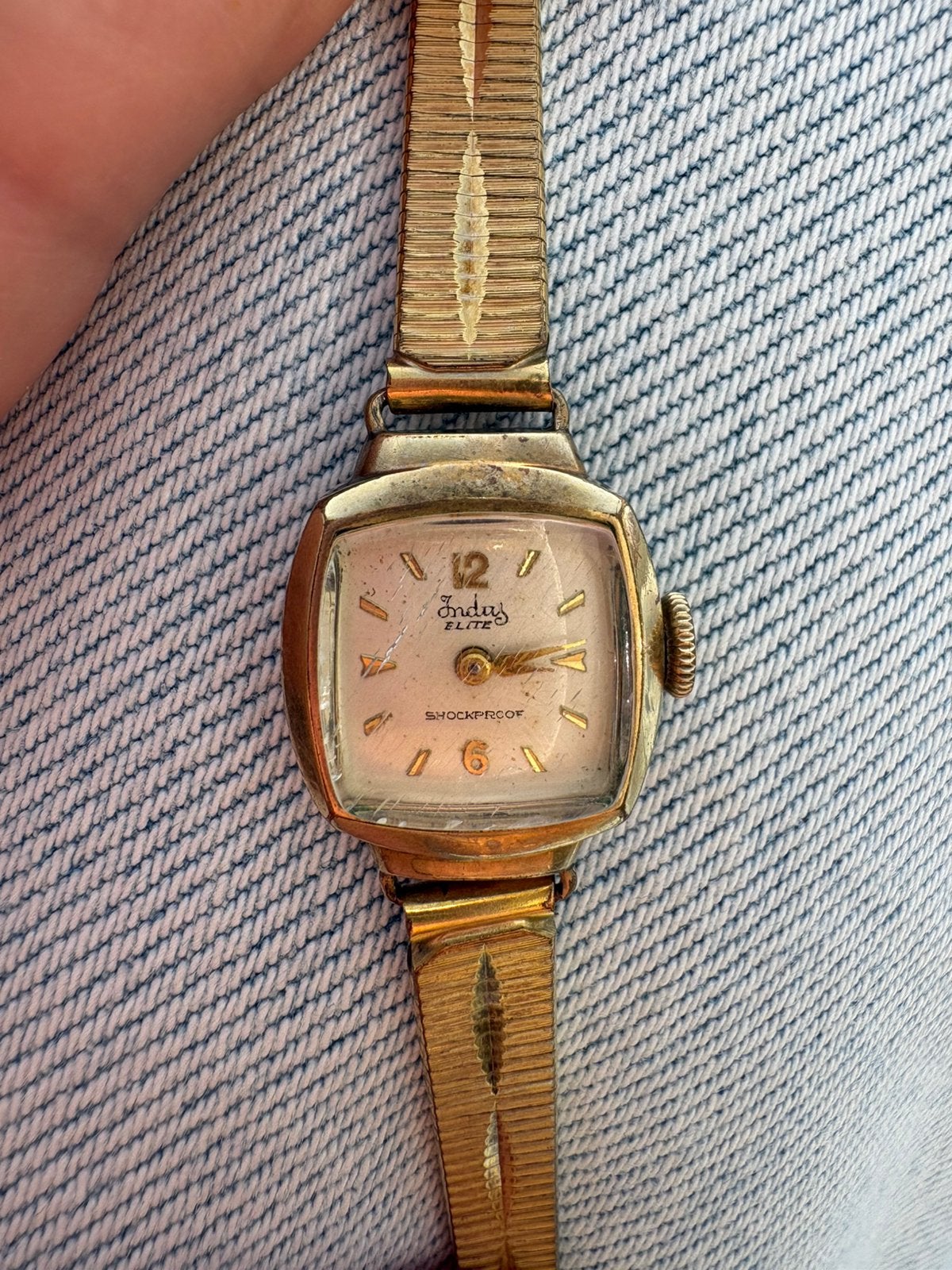 Vintage horloge indus elite, Ophalen of Verzenden, Gebruikt, Staal, Overige merken