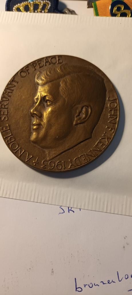 John F. Kennedy Bronzen Penning - Vredesdienaar, Postzegels en Munten, Penningen en Medailles, Ophalen of Verzenden
