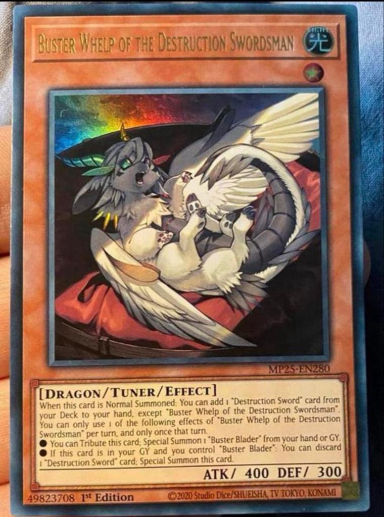 Yu-Gi-Oh! Buster Whelp of the Destruction MP25 1st, Ophalen of Verzenden, Zo goed als nieuw, Losse kaart, Foil