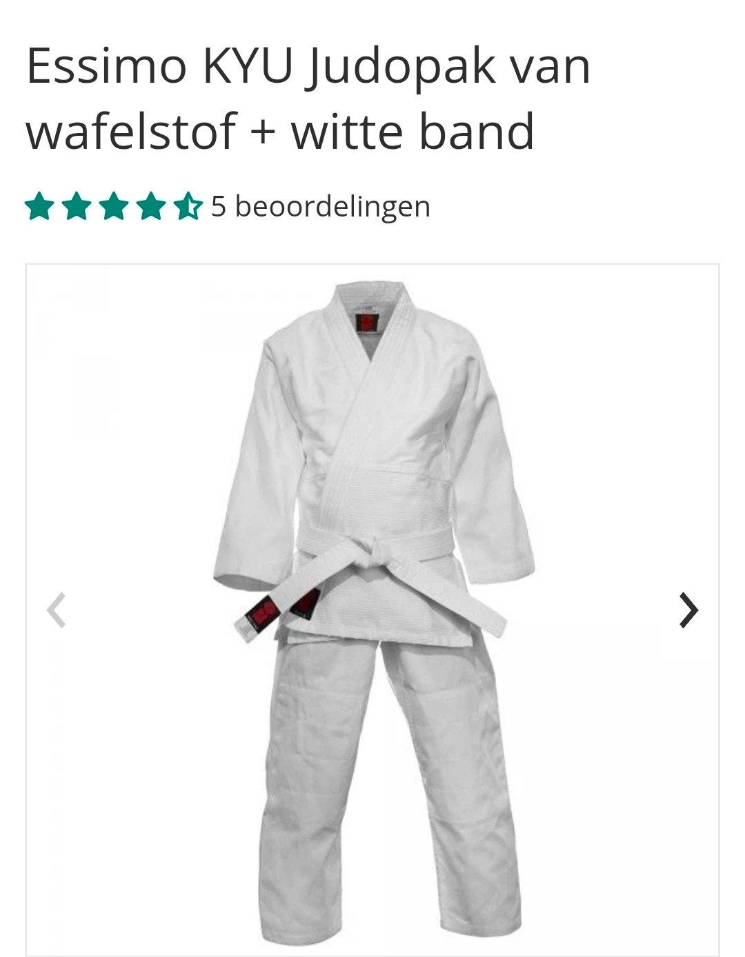 Essimo KYU Judopak van wafelstof + witte band, Maat XS of kleiner, Judo, Ophalen of Verzenden, Nieuw