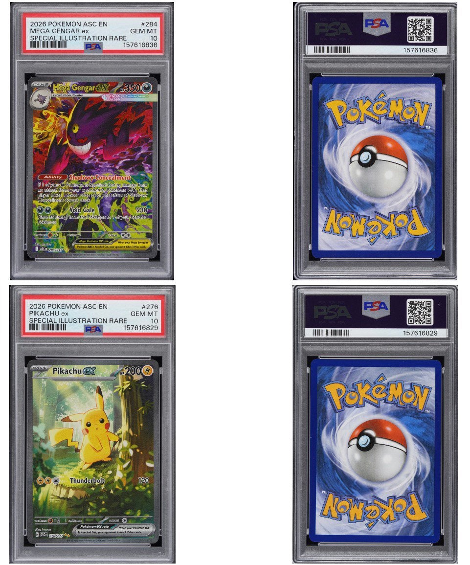 Pikachu 276 + Gengar 284 PSA 10 COMBO DEAL, Ophalen of Verzenden, Zo goed als nieuw