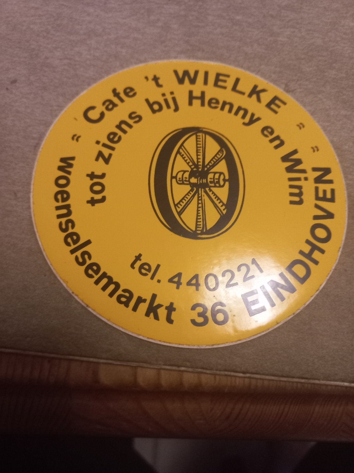 Vintage Cafe 't Wielke Eindhoven Sticker, Ophalen of Verzenden, Gebruikt