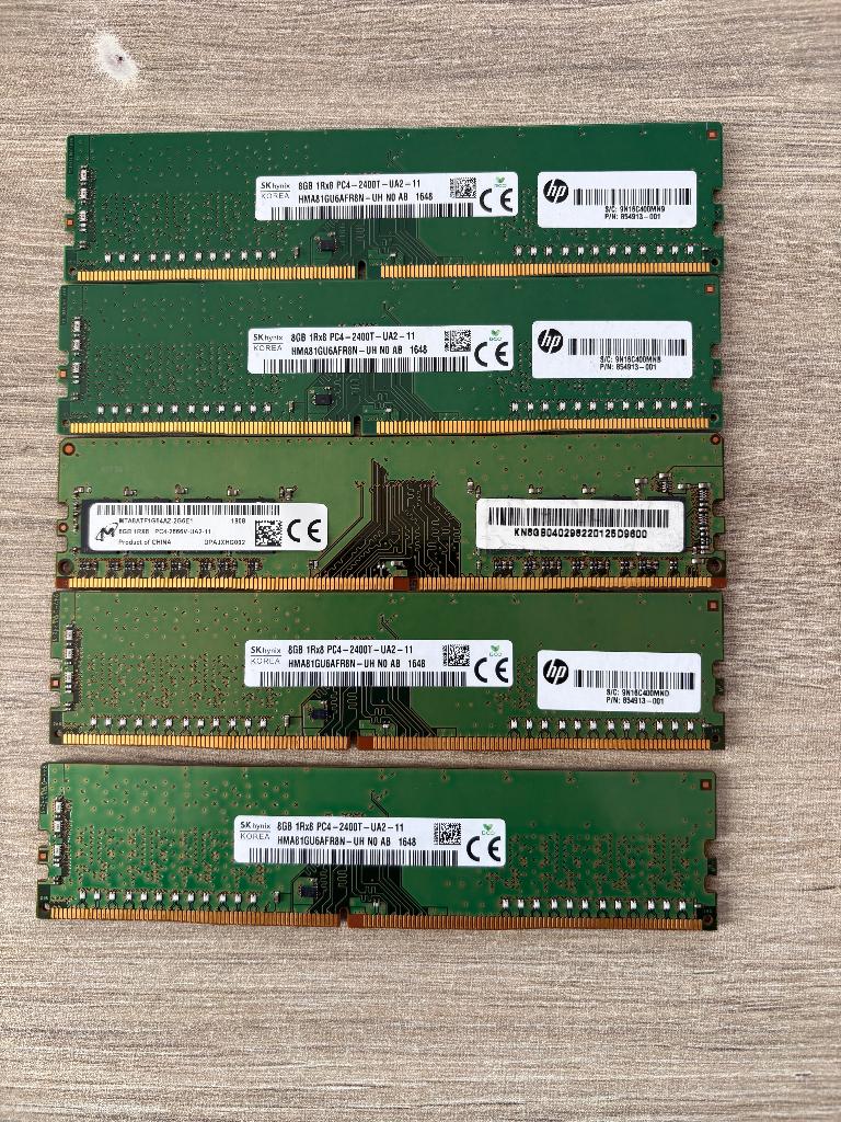 DDR4 8GB RAM 5 Stuks, Computers en Software, RAM geheugen, Gebruikt, DDR4, 8 GB, Ophalen of Verzenden