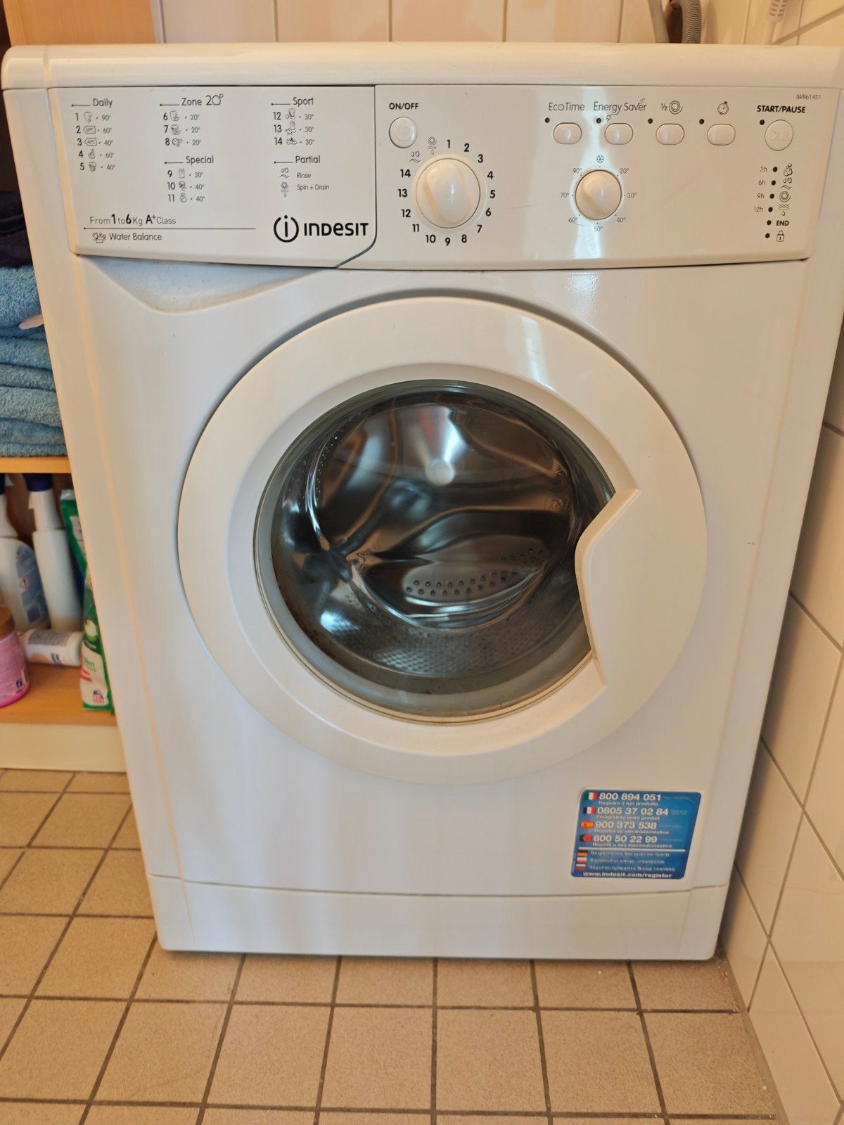 Indesit Wasmachine FWM P4GCL1400 - 6 kg, 1400 toeren, Ophalen, Gebruikt, Voorlader, 85 tot 90 cm