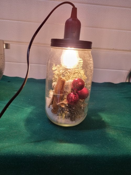 Lamp met kerststukje glas, Diversen, Kerst, Ophalen of Verzenden, 'T Olde Gre-j, Info@toldegrej.nl, Endepoelstraat 20f Didam