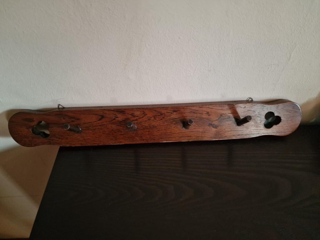 Oud houten plank ophang haken voor koffie mokken, Verzamelen, Retro, Ophalen of Verzenden, Huis en Inrichting
