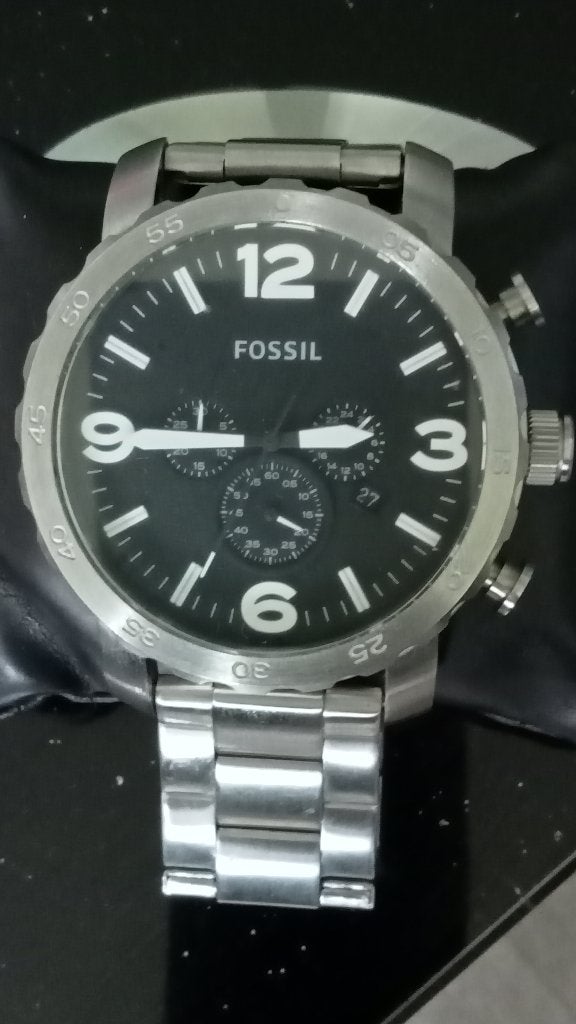 Heren horloge Fossil, Sieraden, Tassen en Uiterlijk, Staal, Staal, Zo goed als nieuw, Ophalen