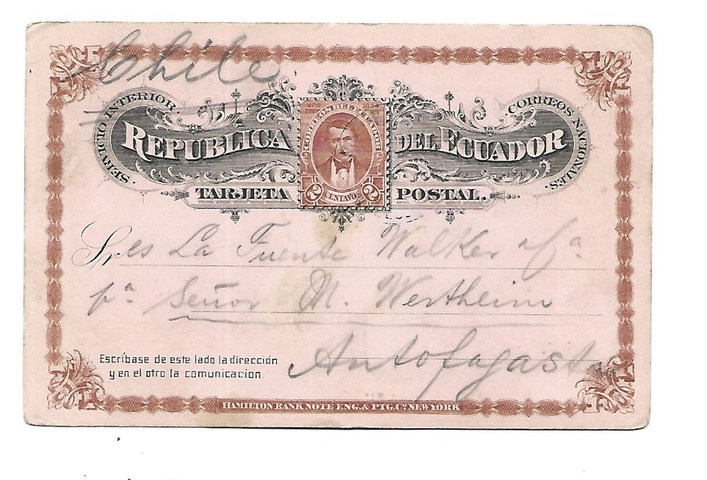 Ecuador, Verzenden, Briefkaart