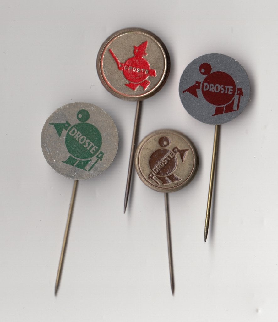 Droste Chocolade Logo speldjes, Gebruikt, Niet vindbaar, Niet vindbaar, Speldje of Pin