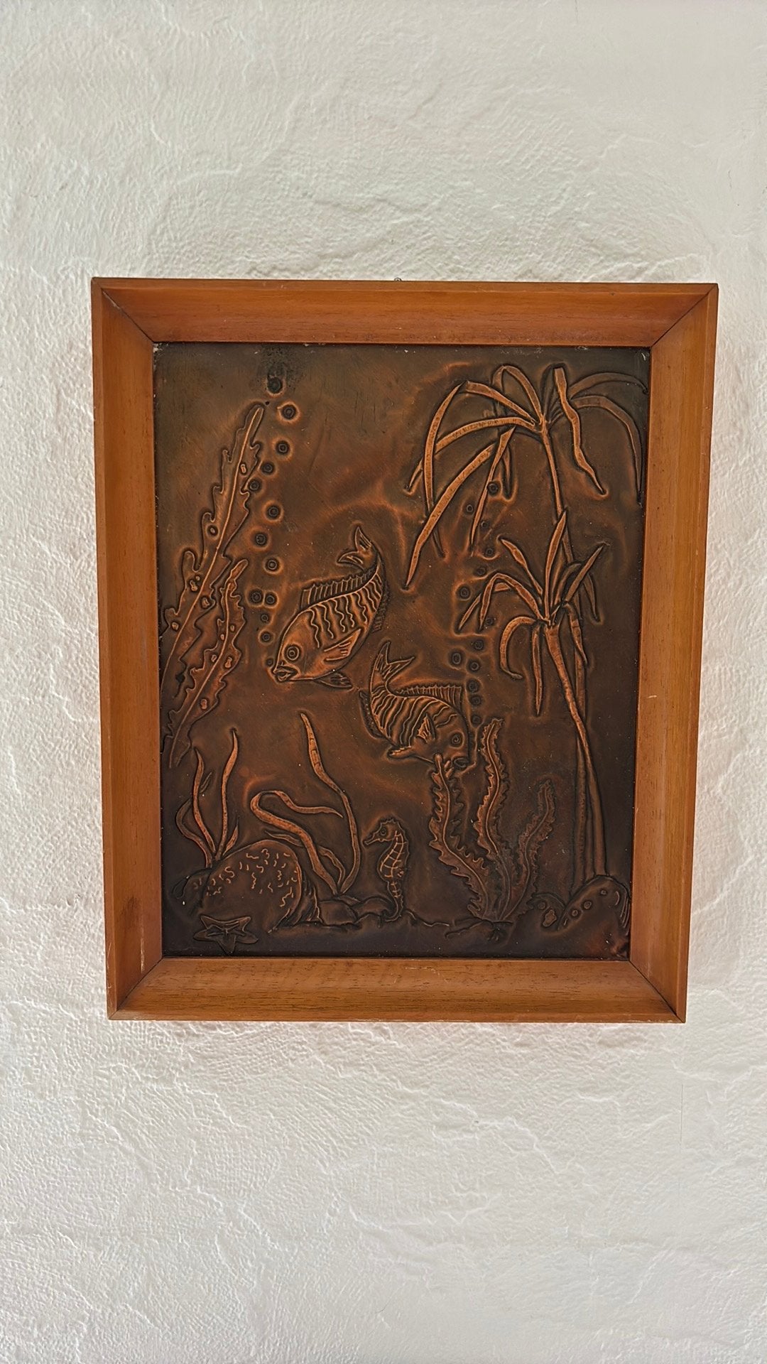 gehamerd koperen relief., Ophalen of Verzenden