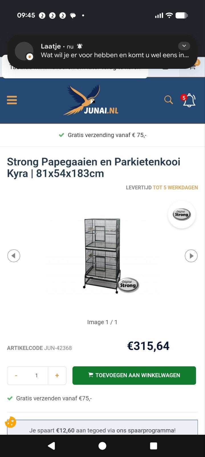 strong dubbele papegaaienkooi, Ophalen of Verzenden, 75 tot 110 cm, Minder dan 65 cm